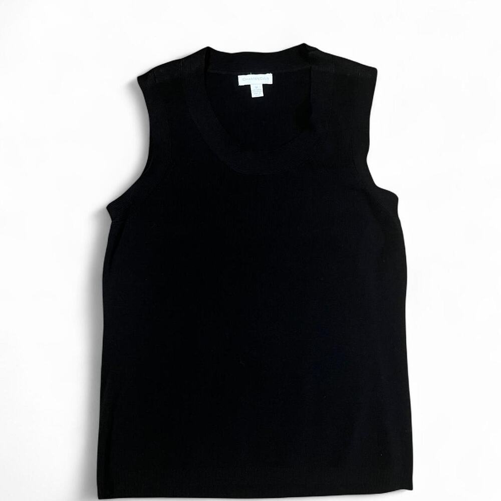 Charter Club Women's Black Ribbed Knit Tank Top Sleeveless Shell Size M